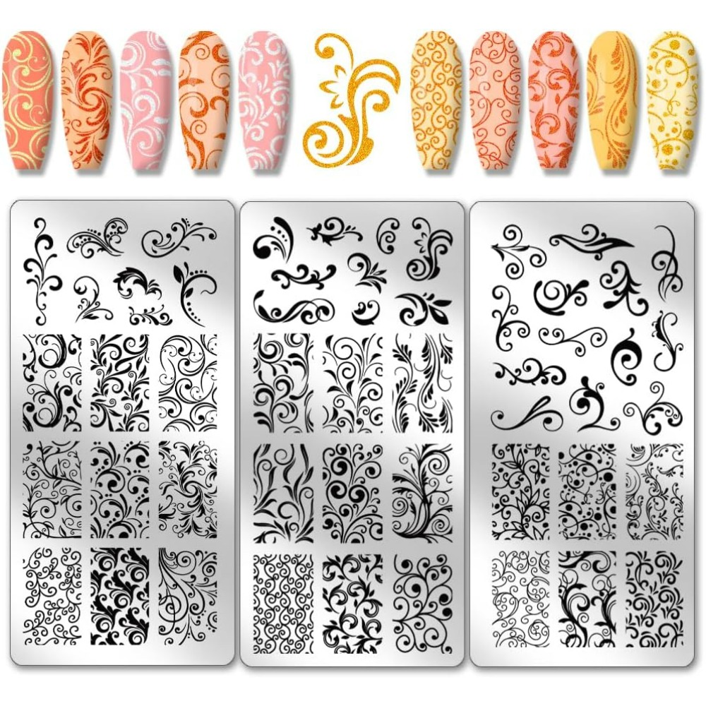 Nail Art Inspo - 3 pçs padrão de redemoinho modelos