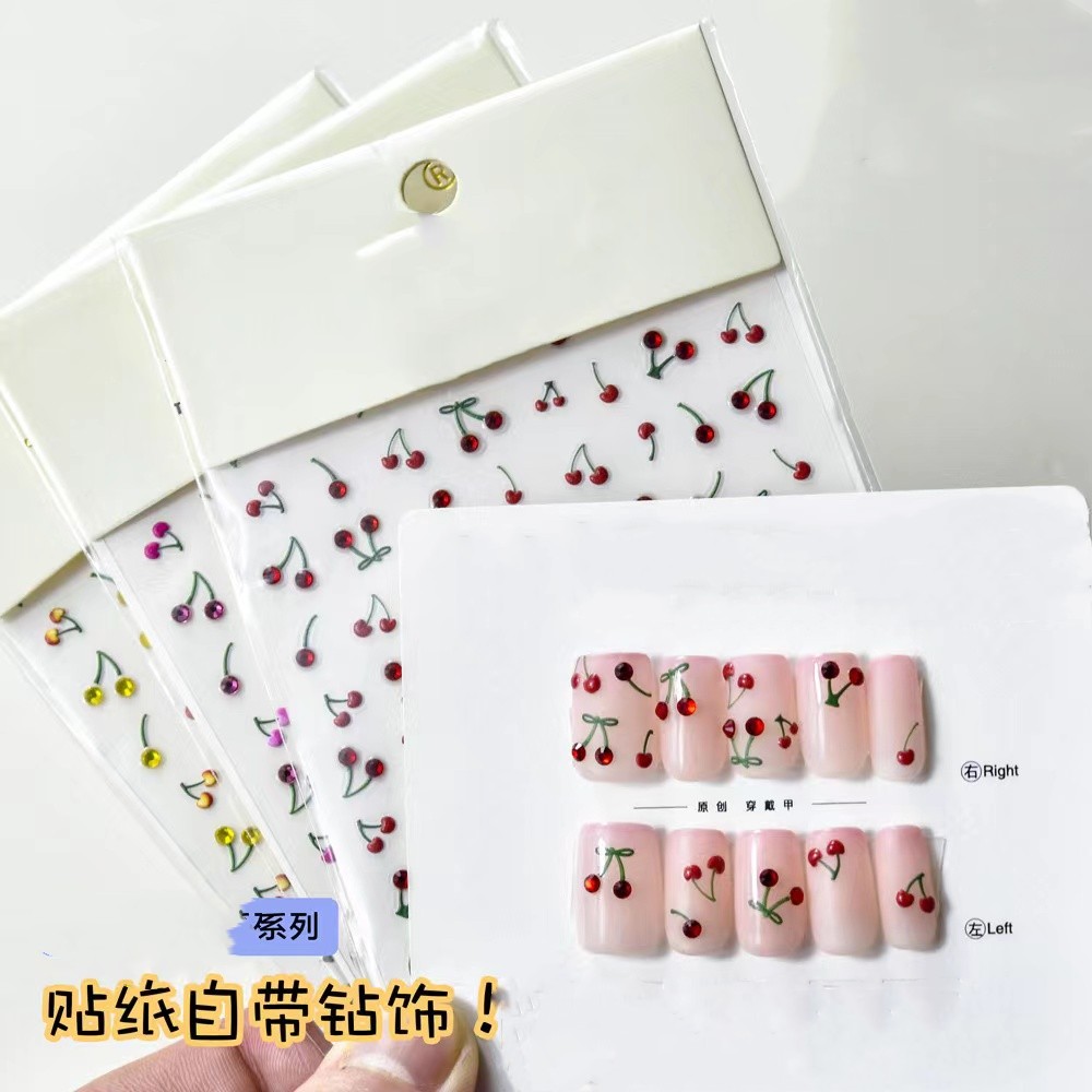 Nail Art Red Cherry - 1 pçs 5d luxo vermelho rosa