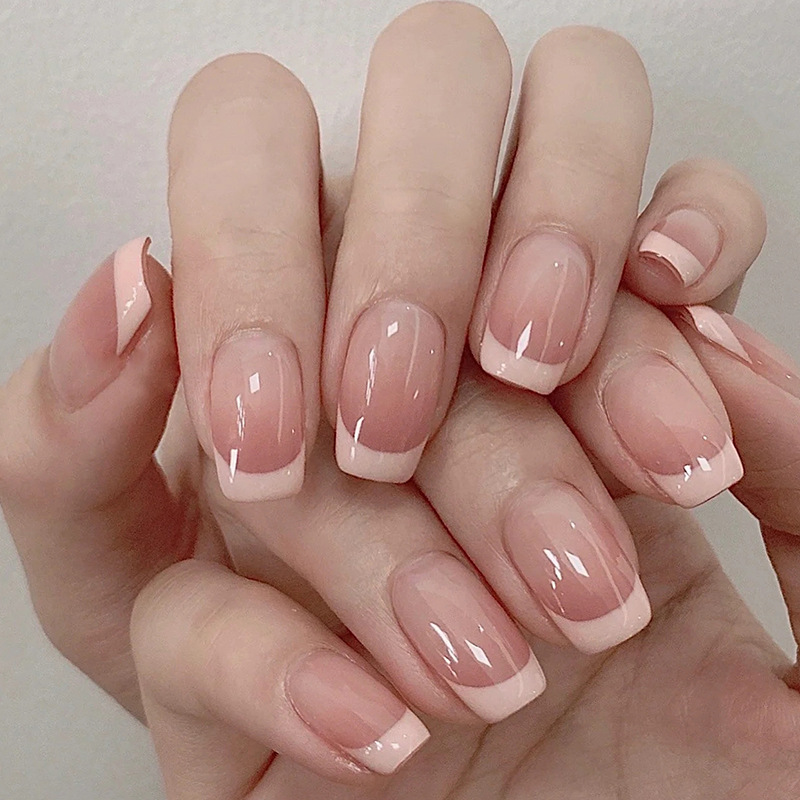 Nail Art Red Cherry - 24 pçs branco francês quadrado vermelho