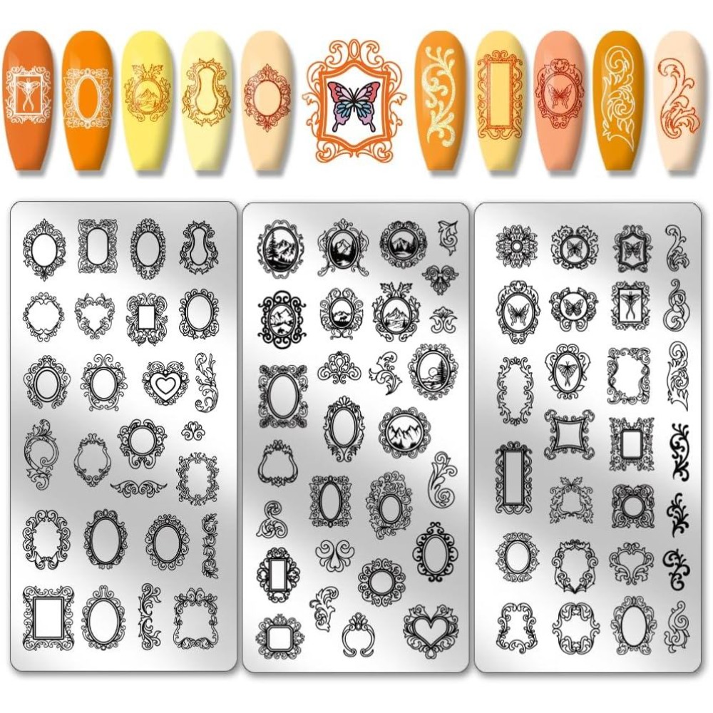 Nail Art Inspo - 3 peças de Placas de Estampagem
