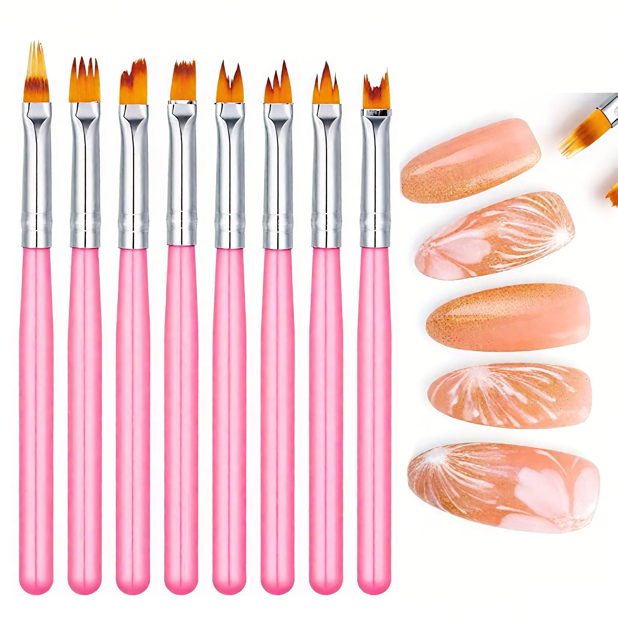 Nail Art Zig Zag - Conjunto de 8 Pincéis para Arte
