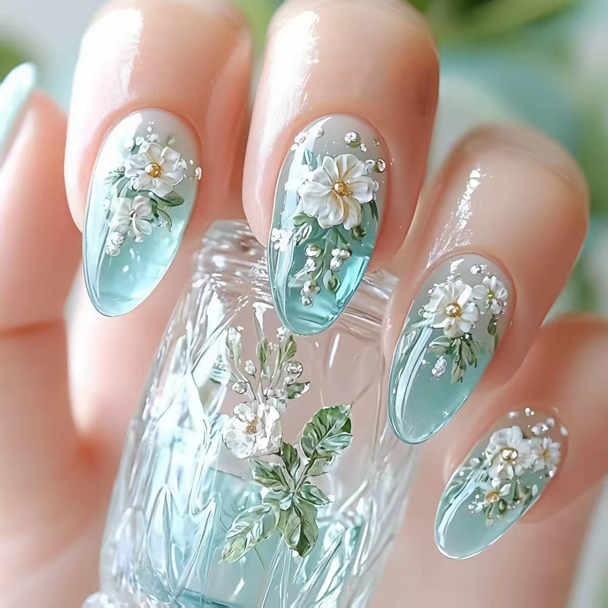 Nail Art Full Design - Unhas postiças médias para mulheres e