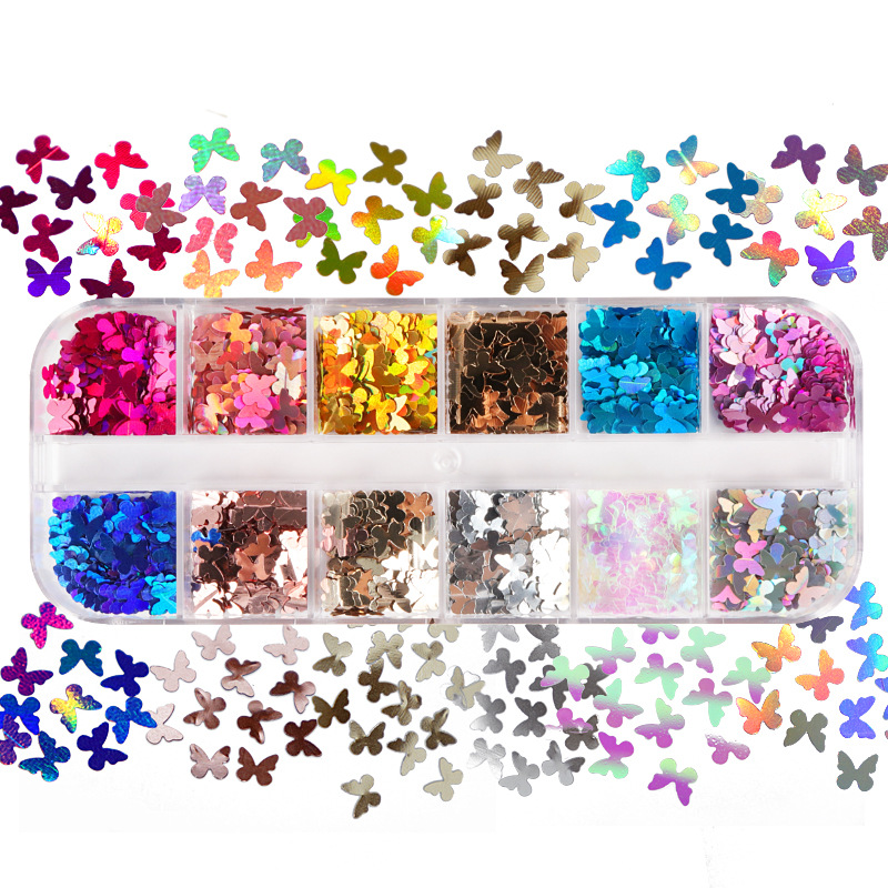 Nail Art Inspo - Butterfly Glitter Eyelash Extension Acessórios, Mix