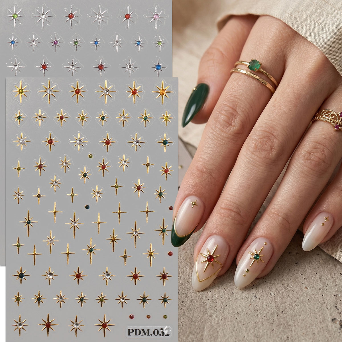 Nail Art Ramadan - Adesivos de Unha Estrela Dourada e