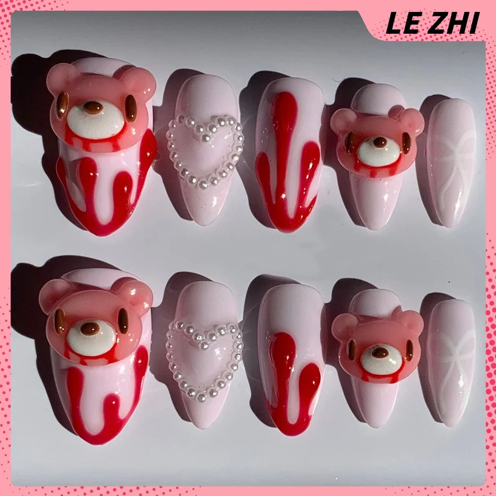 Unhas Postiças 3D Kawaii Escul - Nail Art Strawberry avaliação e preço