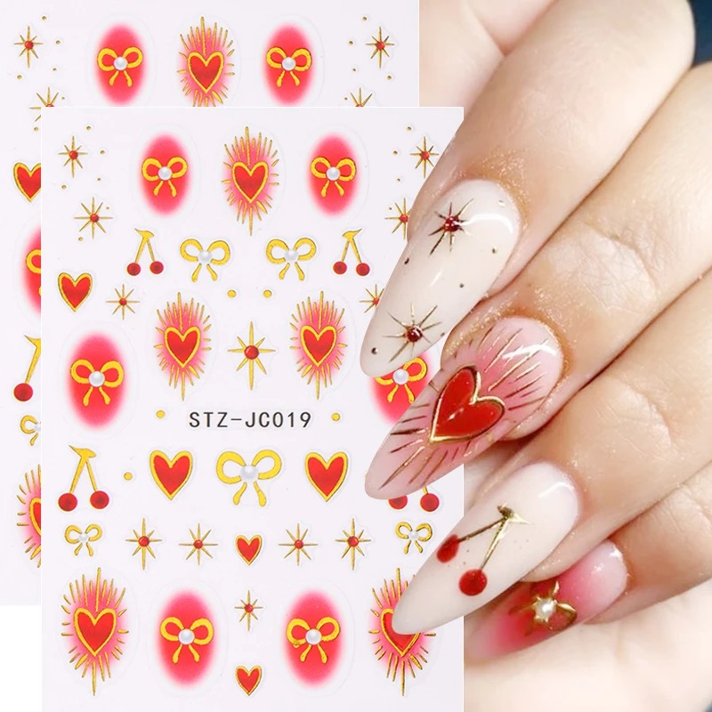 Adesivos de Coração Y2K com Ef - Nail Art Red Cherry avaliação e preço