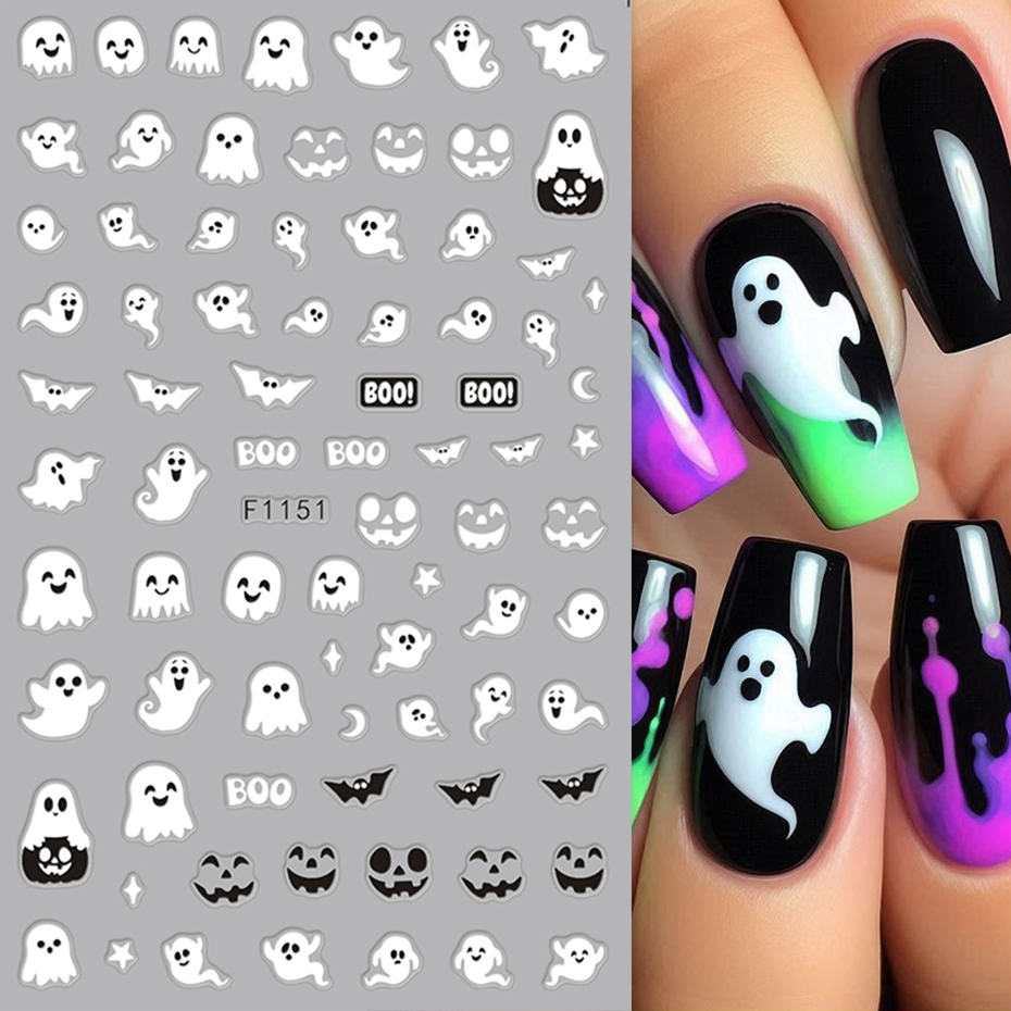 2 pçs luminoso halloween assus - Nail Art Full Design avaliação e preço