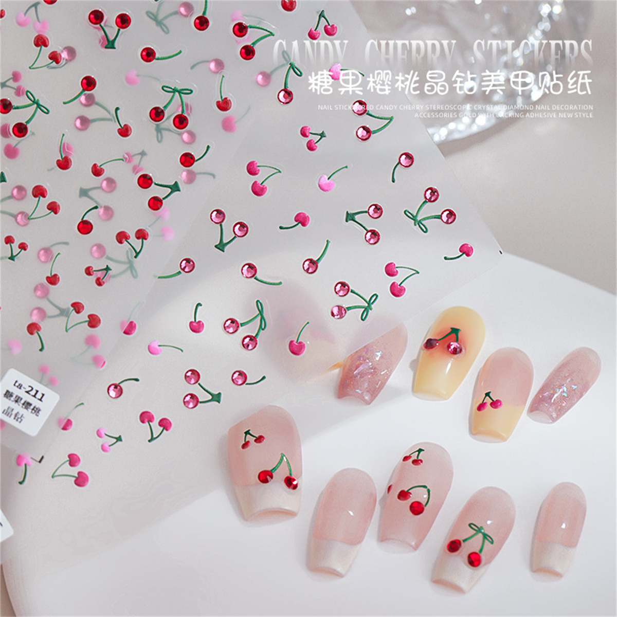 1 pçs 5d luxo vermelho rosa am - Nail Art Red Cherry avaliação e preço