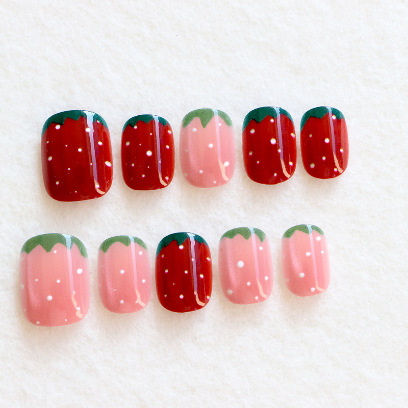 10 Peças Unhas Postiças Femini - Nail Art Strawberry avaliação e preço