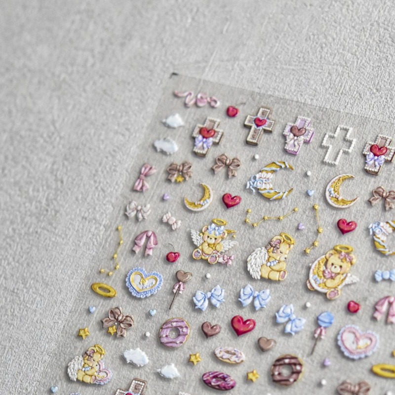 Bonito anjo urso dos desenhos  - Nail Art Vintage avaliação e preço