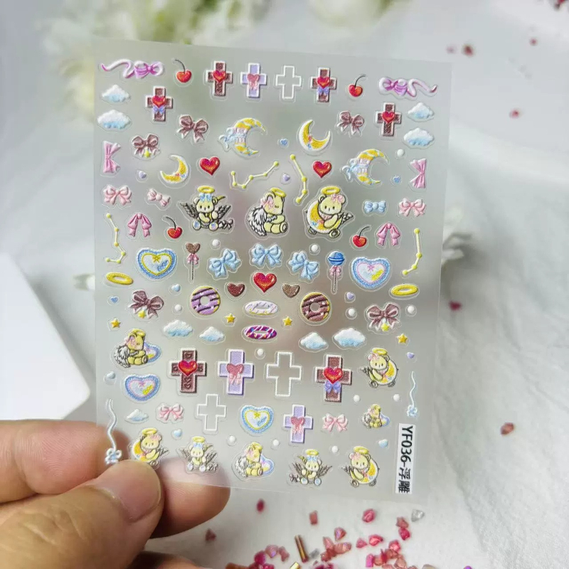 Bonito anjo urso dos desenhos  - Nail Art Vintage avaliação e preço