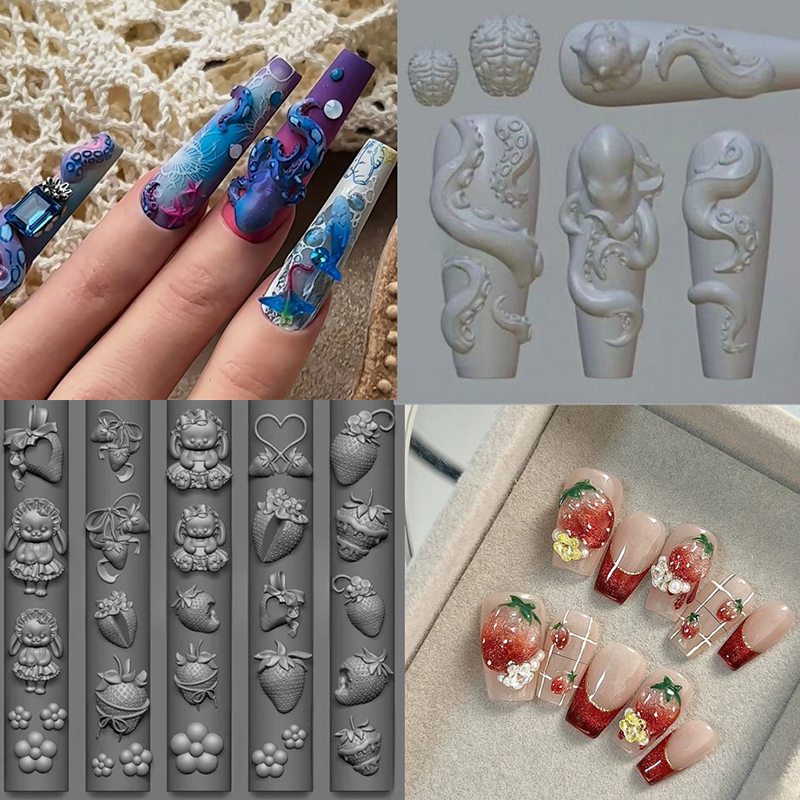 ✰ ✪ Molde de Silicone 3D Trans - Nail Art Strawberry avaliação e preço