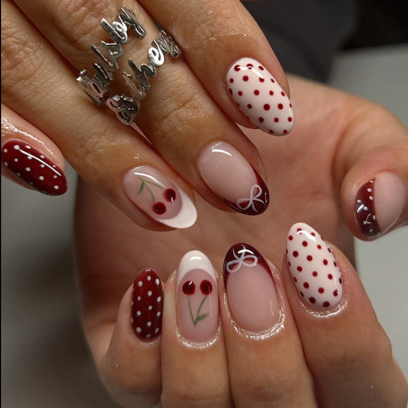 24 Unidades de Unhas Postiças  - Nail Art Red Cherry avaliação e preço