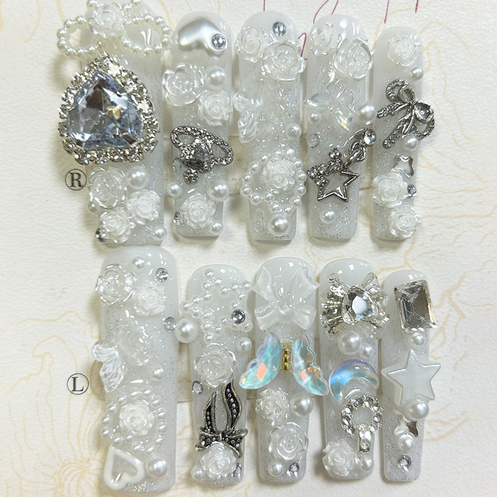10PCS Unhas Postiças Brancas F - Nail Art Inspo avaliação e preço