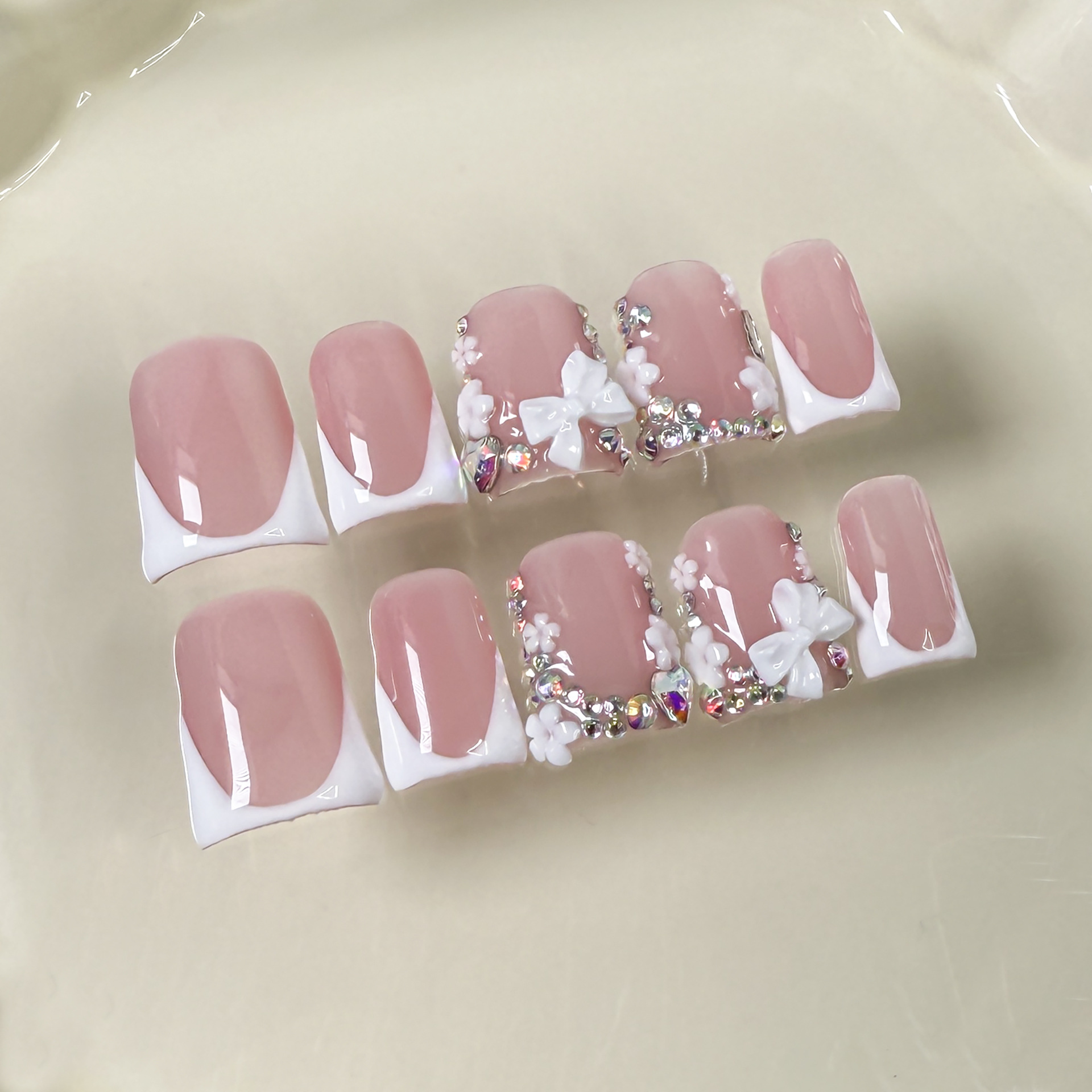 10 pçs rosa duckbill artesanal - Nail Art Full Design avaliação e preço