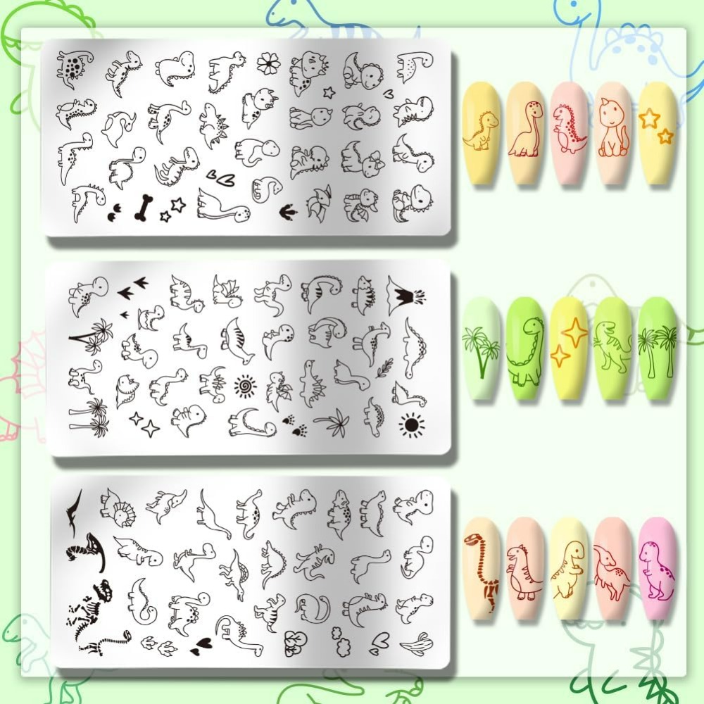 3 pçs dinossauro placas de car - Nail Art Inspo avaliação e preço