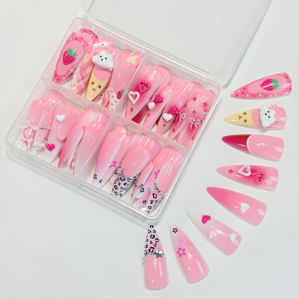 96 Unidades de Unhas Postiças  - Nail Art Strawberry avaliação e preço