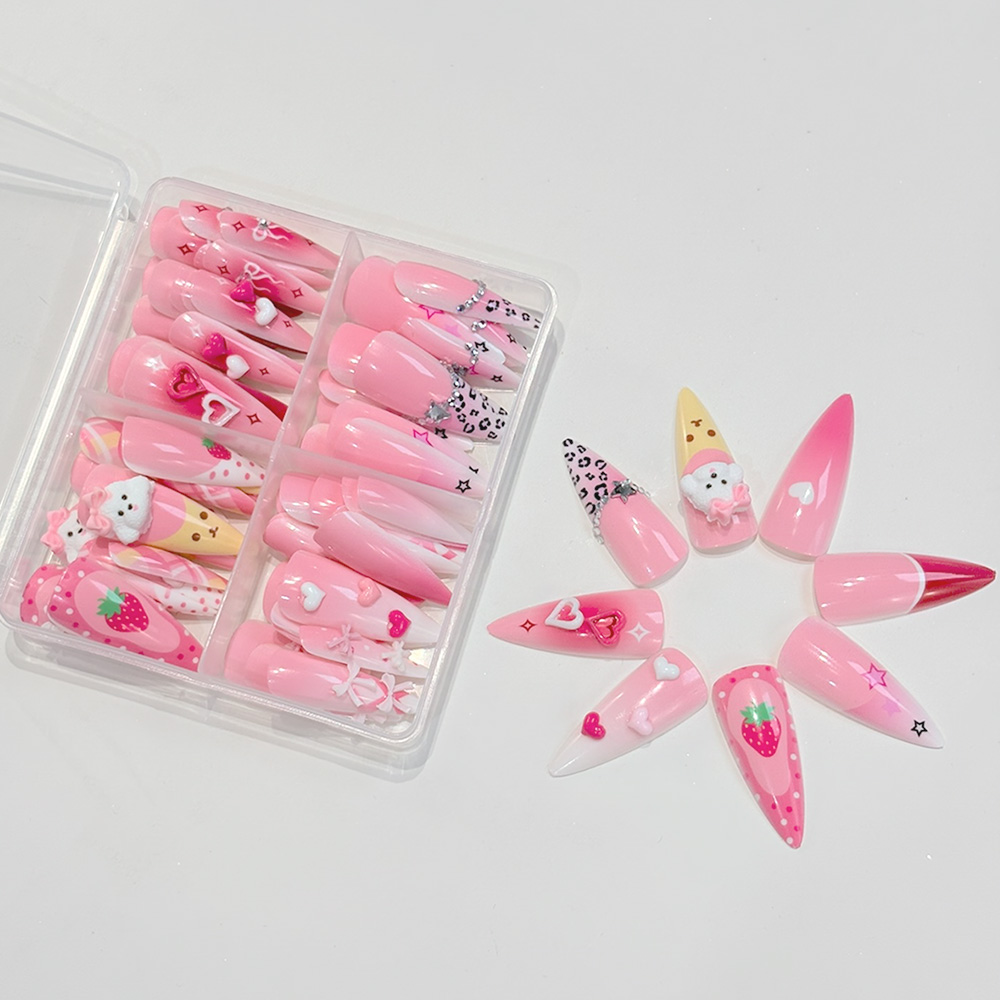 96 Unidades de Unhas Postiças  - Nail Art Strawberry avaliação e preço