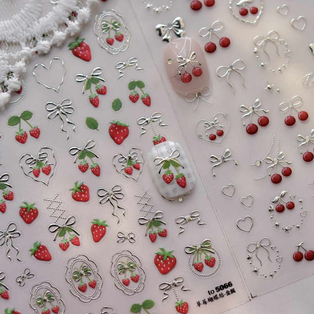 Adesivos de Unha 5D Encantador - Nail Art Red Cherry avaliação e preço