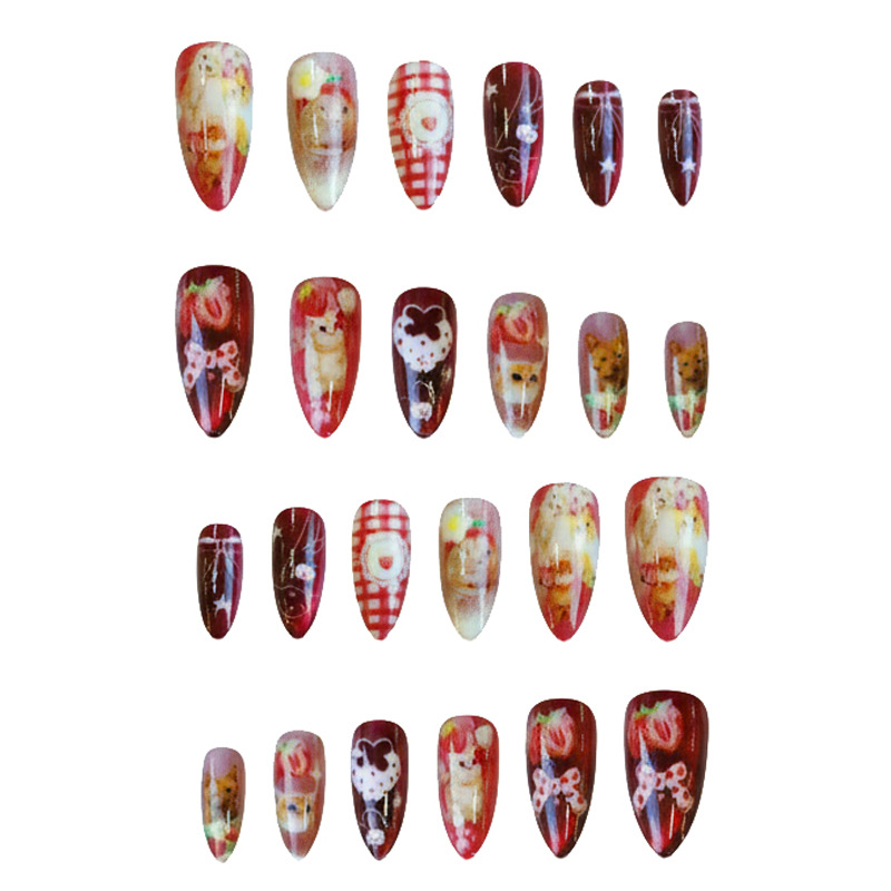 24 pçs morango olho de gato im - Nail Art Strawberry avaliação e preço