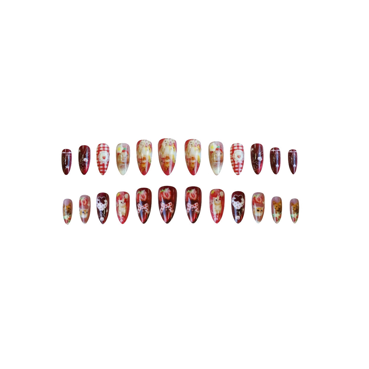 24 pçs morango olho de gato im - Nail Art Strawberry avaliação e preço